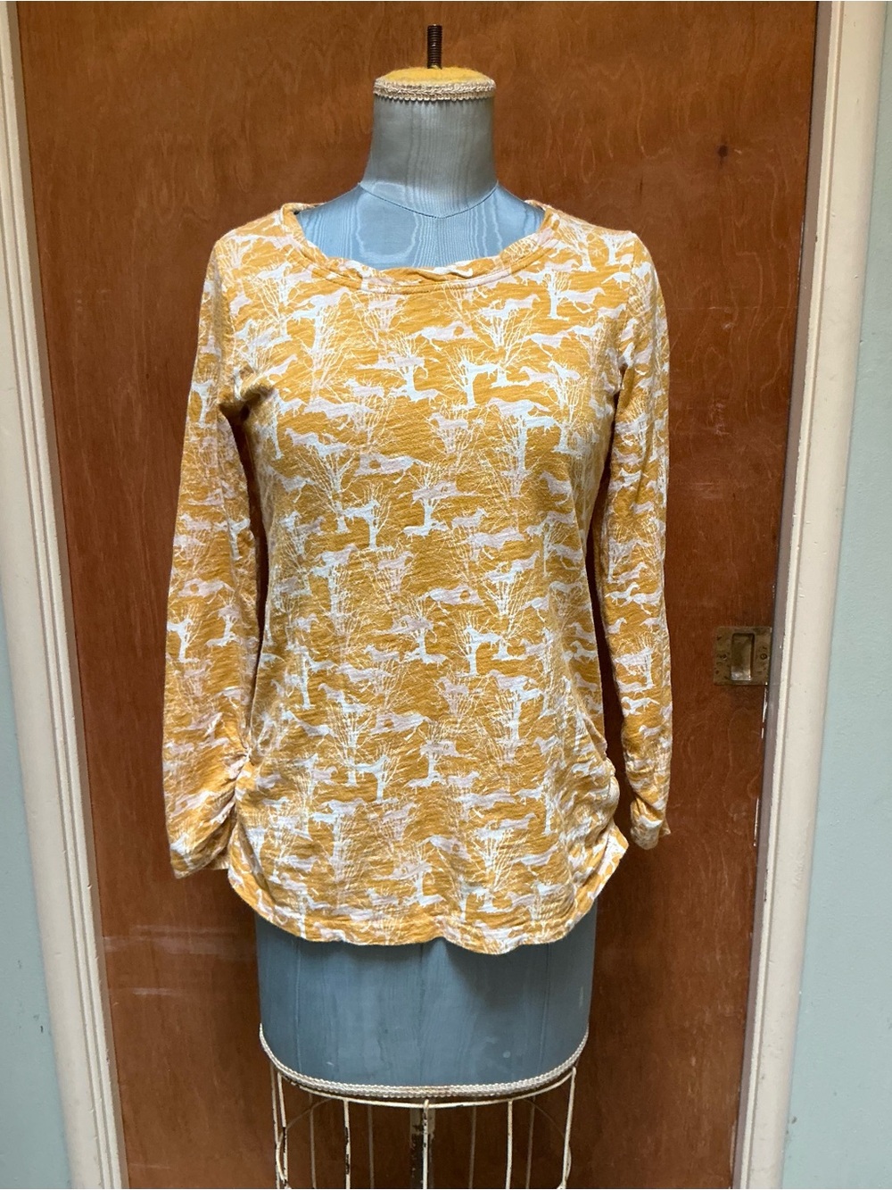Sundance Yellow and White Pony Printed Long-Sleeve Top